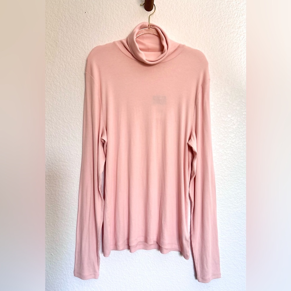 RALPH LAUREN | Pink Turtleneck Ribbed Long Sleeve Top | Size Large - Picture 2 of 11
